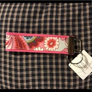 Pink floral print wristlet keychain NWT!